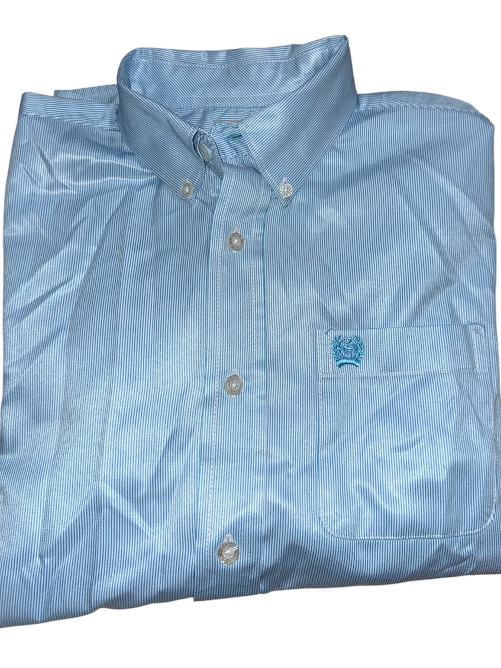 CINCH BOYS TENCEL TEAL STRIPED LONG SLEEVE